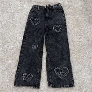 H&M Kids Black Jeans with Heart Patches